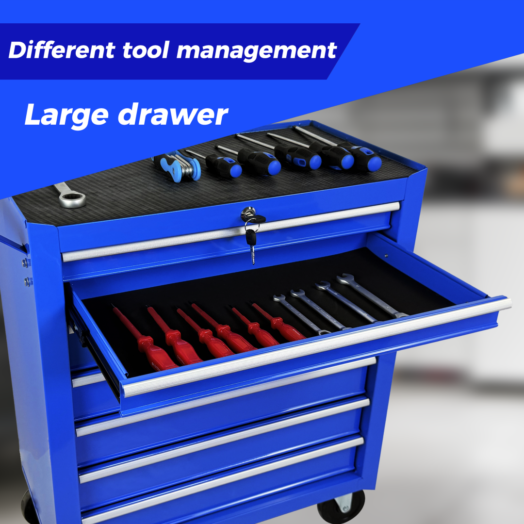 Steel Rolling Tool Chest with 7 Drawers & Wheels - Garage Storage Cabinet