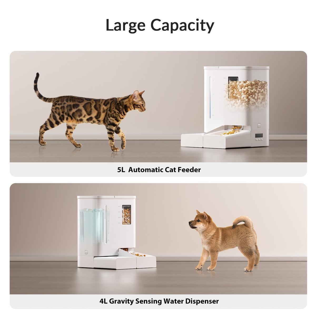 WiFi Automatic Pet Feeder & Waterer Set - 2-Week Capacity, App Control, Detachable & Washable