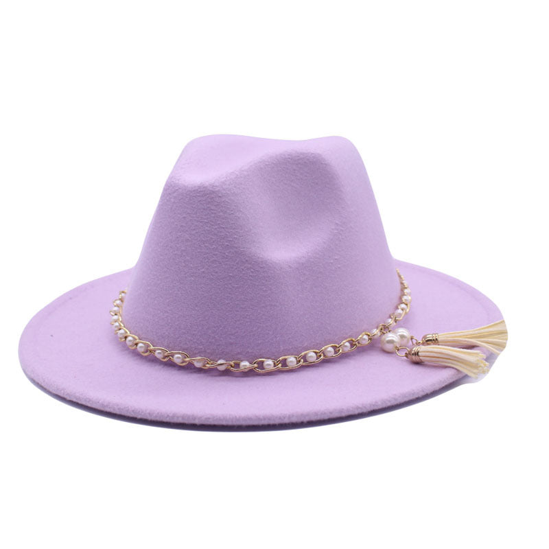 Wide Brim Panama Style Felt Top Hat for Men and Women, Black