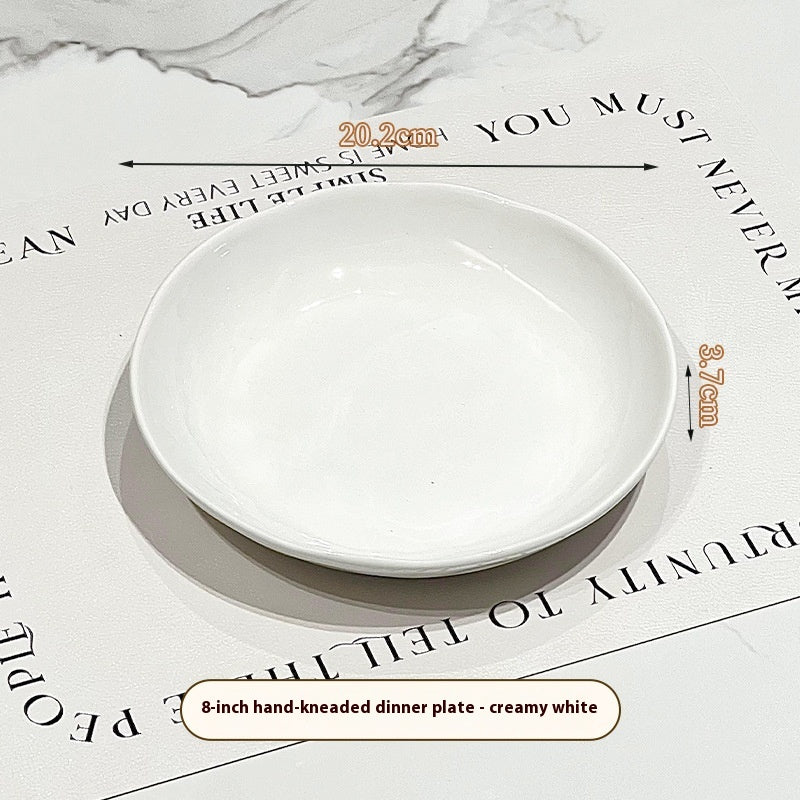 8-Inch Ceramic Dinner Plate - Deep Round Food Plate for Kitchen & Dining