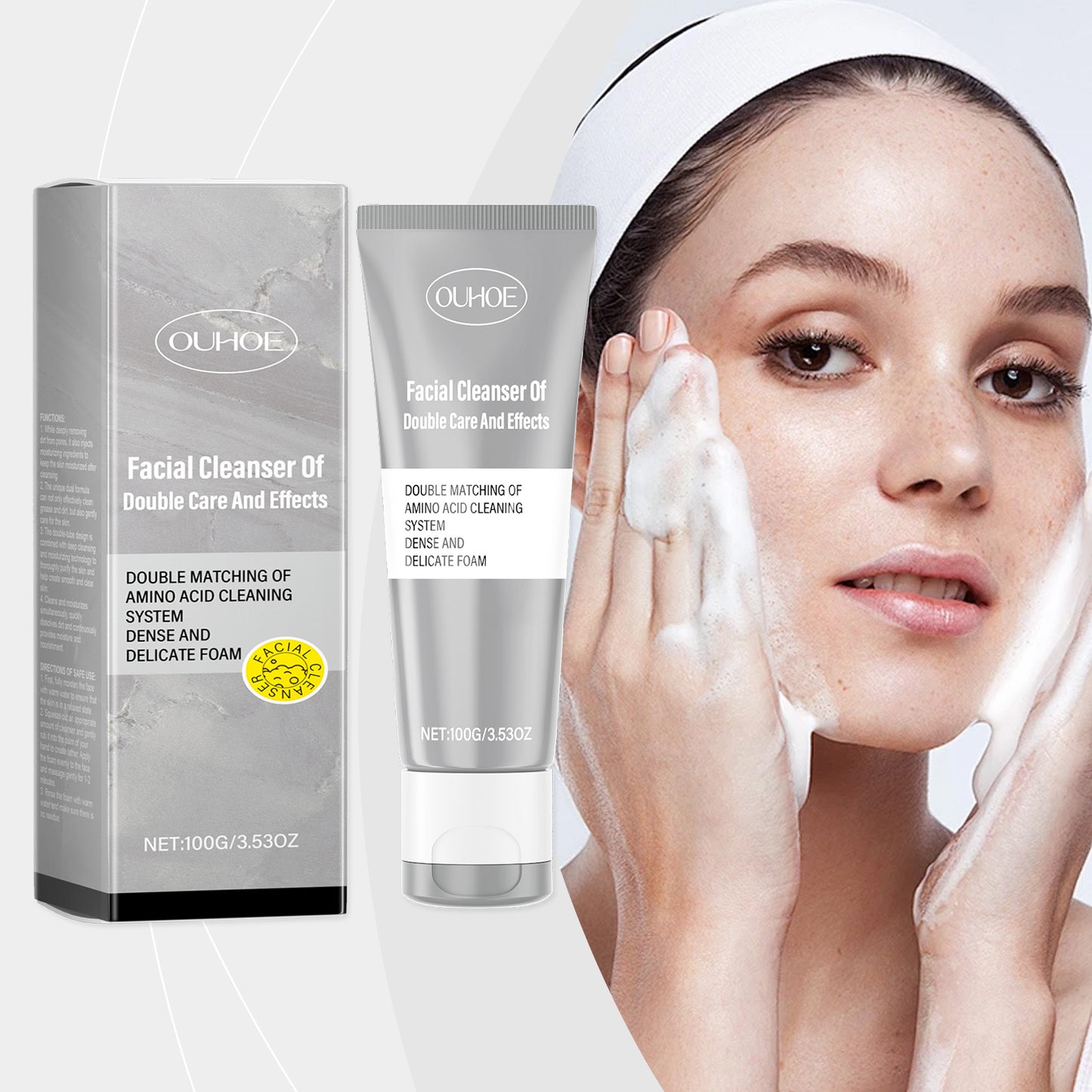 Dual Cleansing Moisturizing Facial Cleanser - Gentle Amino Acid Formula