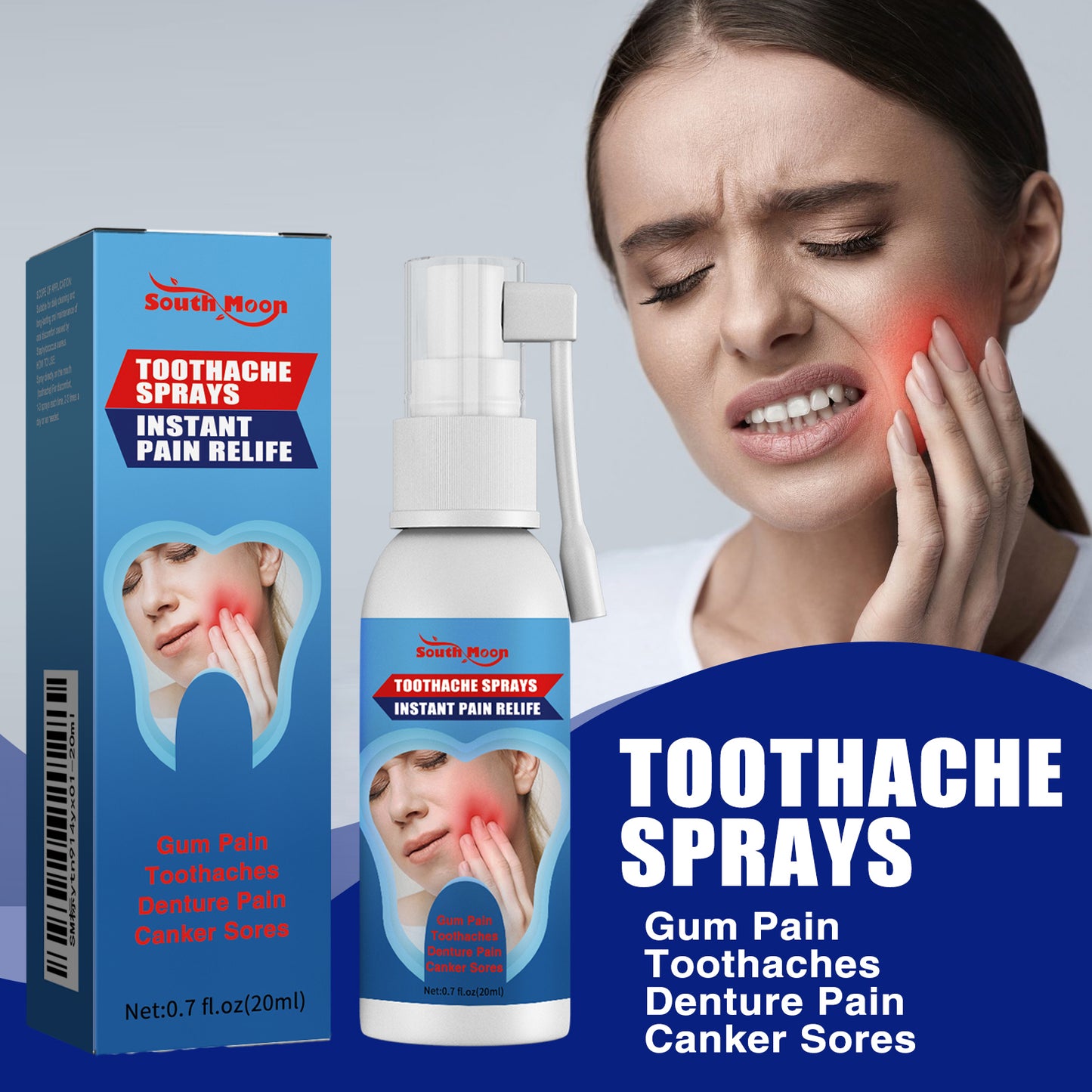 Oral Care Spray for Gum Relief and Teeth Comfort with Peppermint