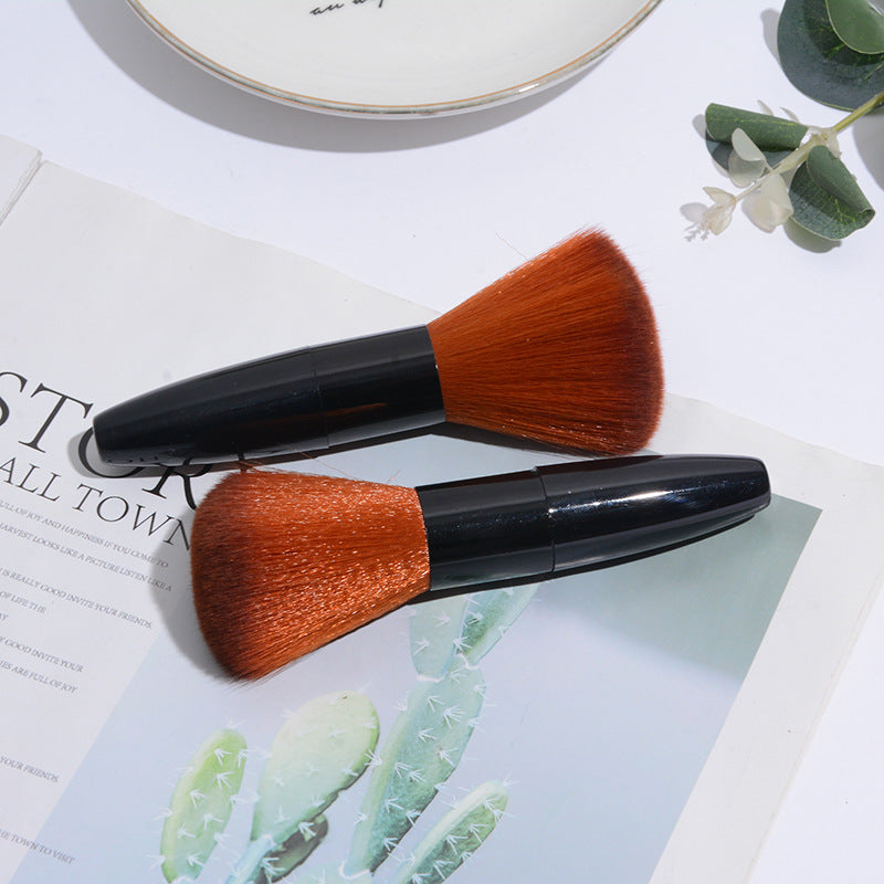 Face Powder and Blush Brush - Double Brown Makeup Brush with Nylon Bristles