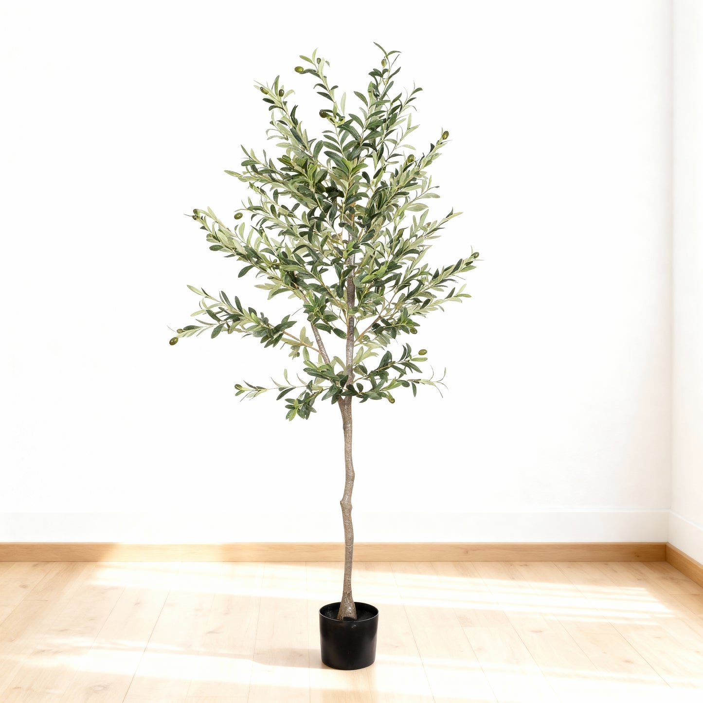 6FT Artificial Olive Tree in Black Pot - Green Leaves