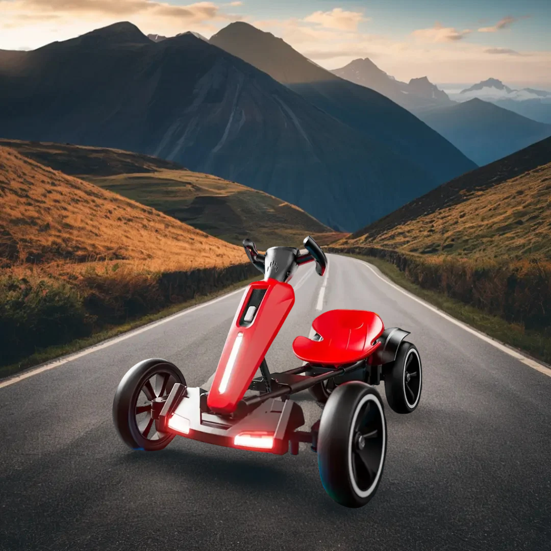 12V Electric Kids Go Kart with Adjustable Seat - Red