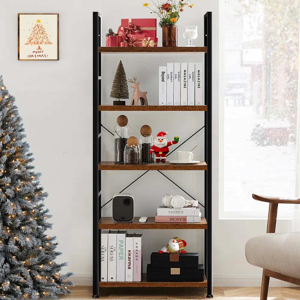 5-Tier Bookshelf - Modern Storage Rack for Home & Office