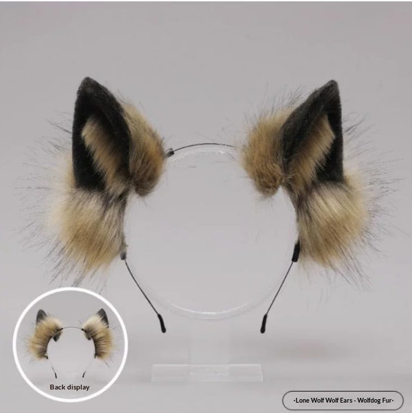 Wolf Ear Cosplay Headpiece & Tail Plush Accessory Set