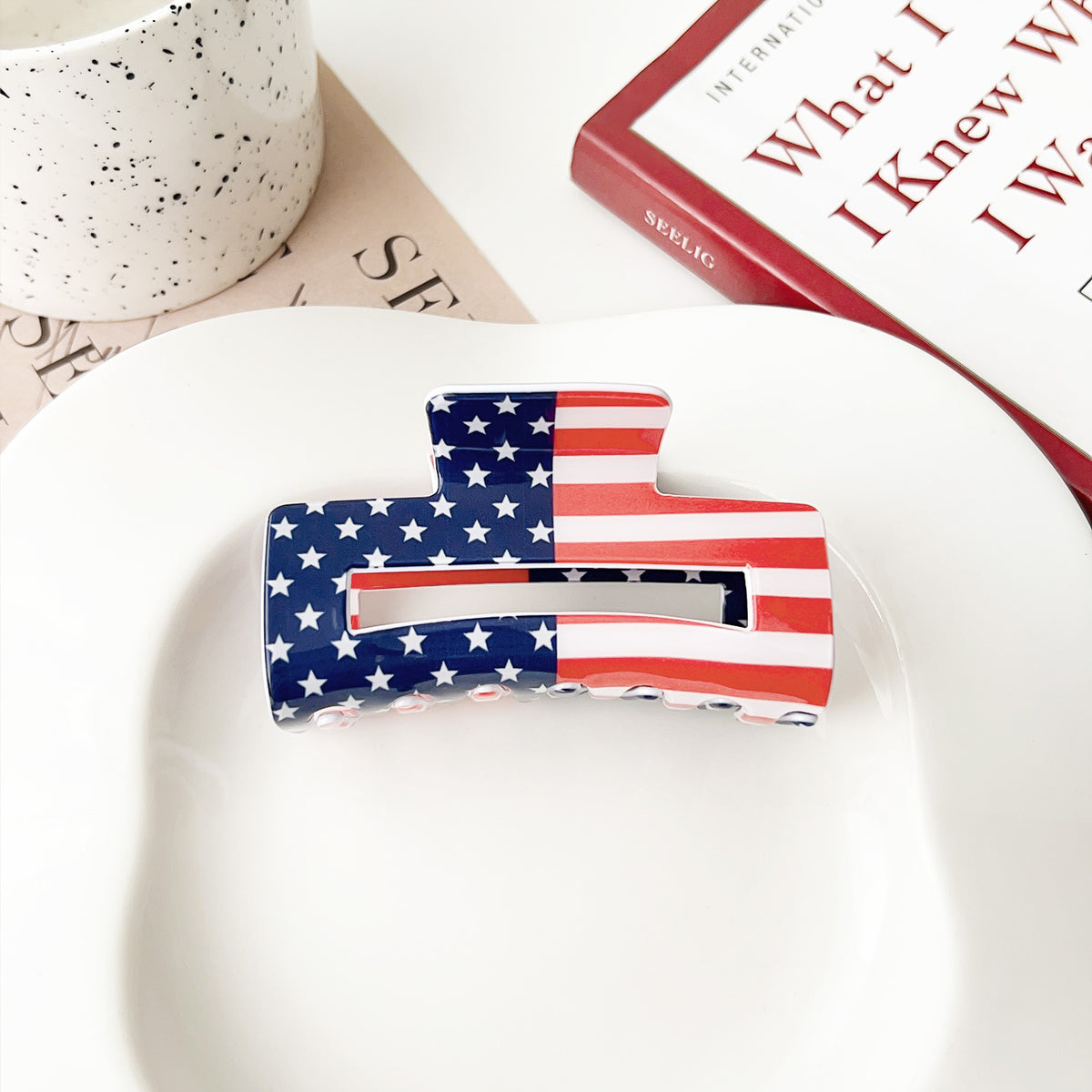 Luxurious Festive Hair Clip for Women - Acrylic Flag Design, European Style