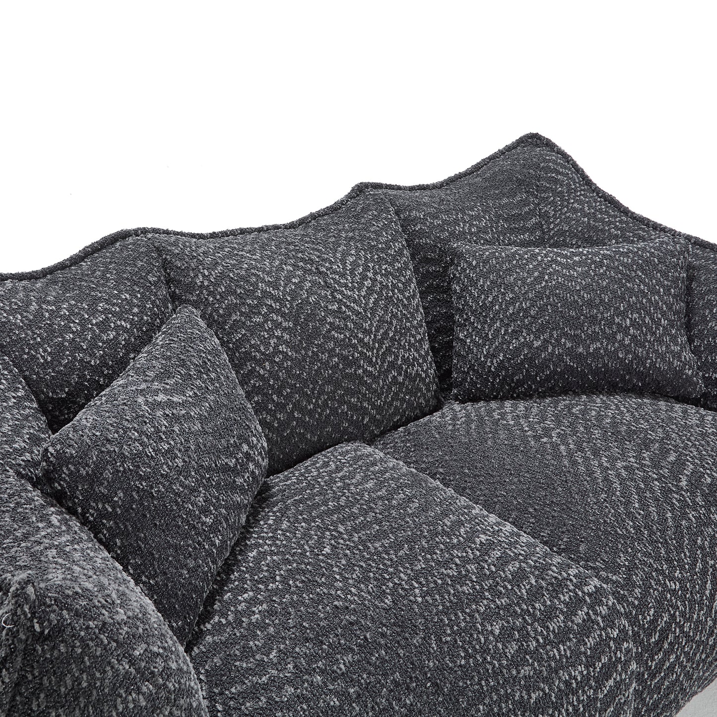 Comfortable Square Beanbag Chair for Two - Black Chenille