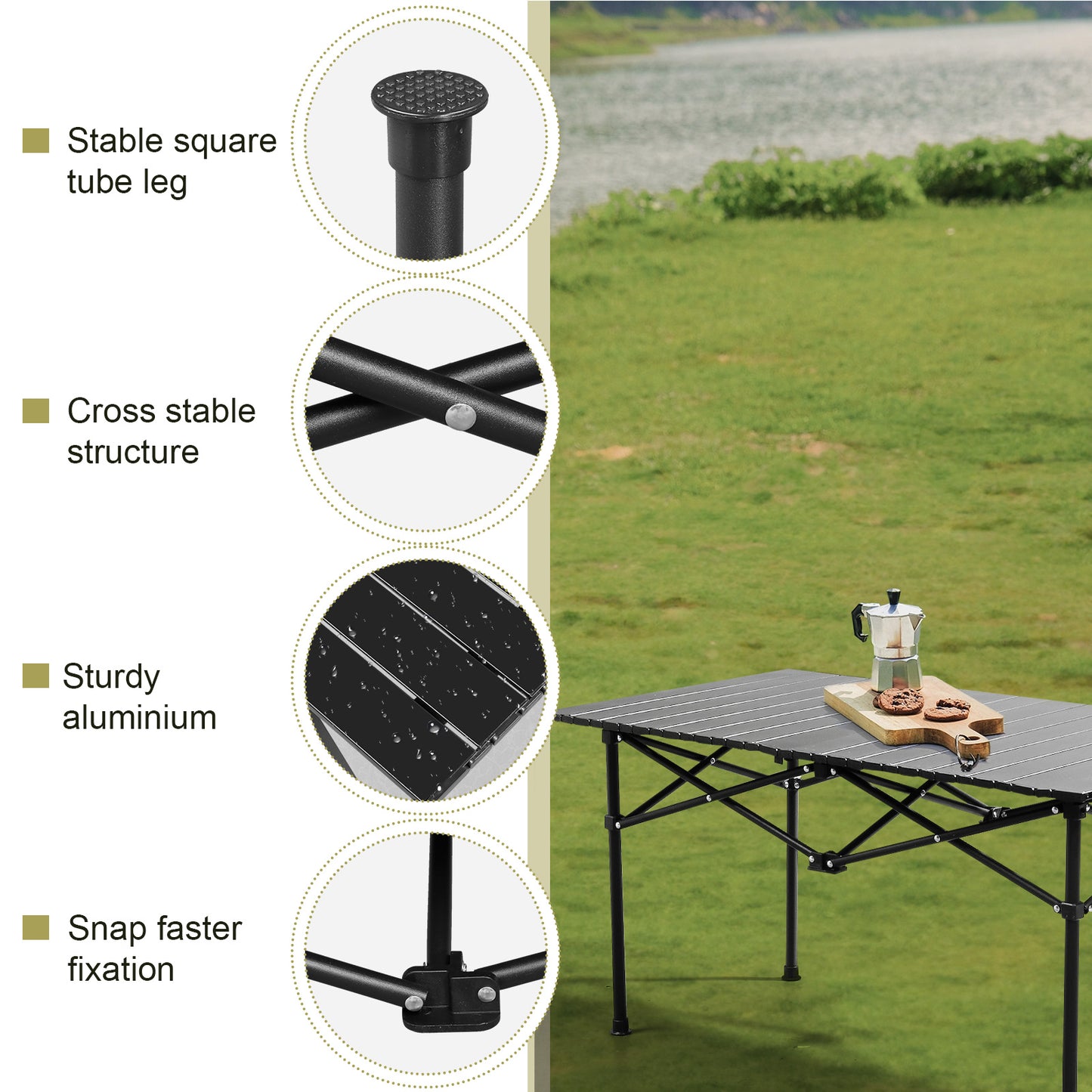 120cm Portable Carbon Steel Camping Table Outdoor Folding Ultralight