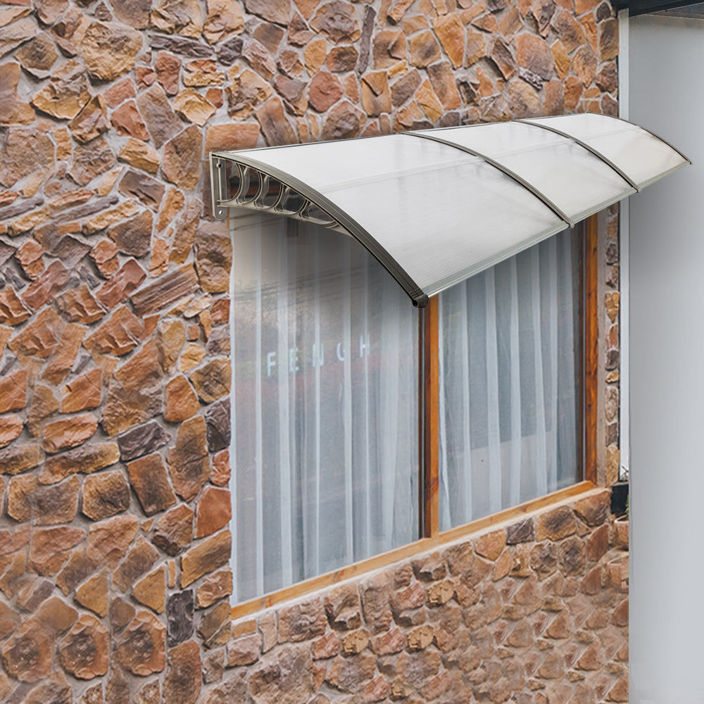 Outdoor Window Awning Canopy 120x38 Inch Polycarbonate Cover Sun Rain Snow Protection Grey