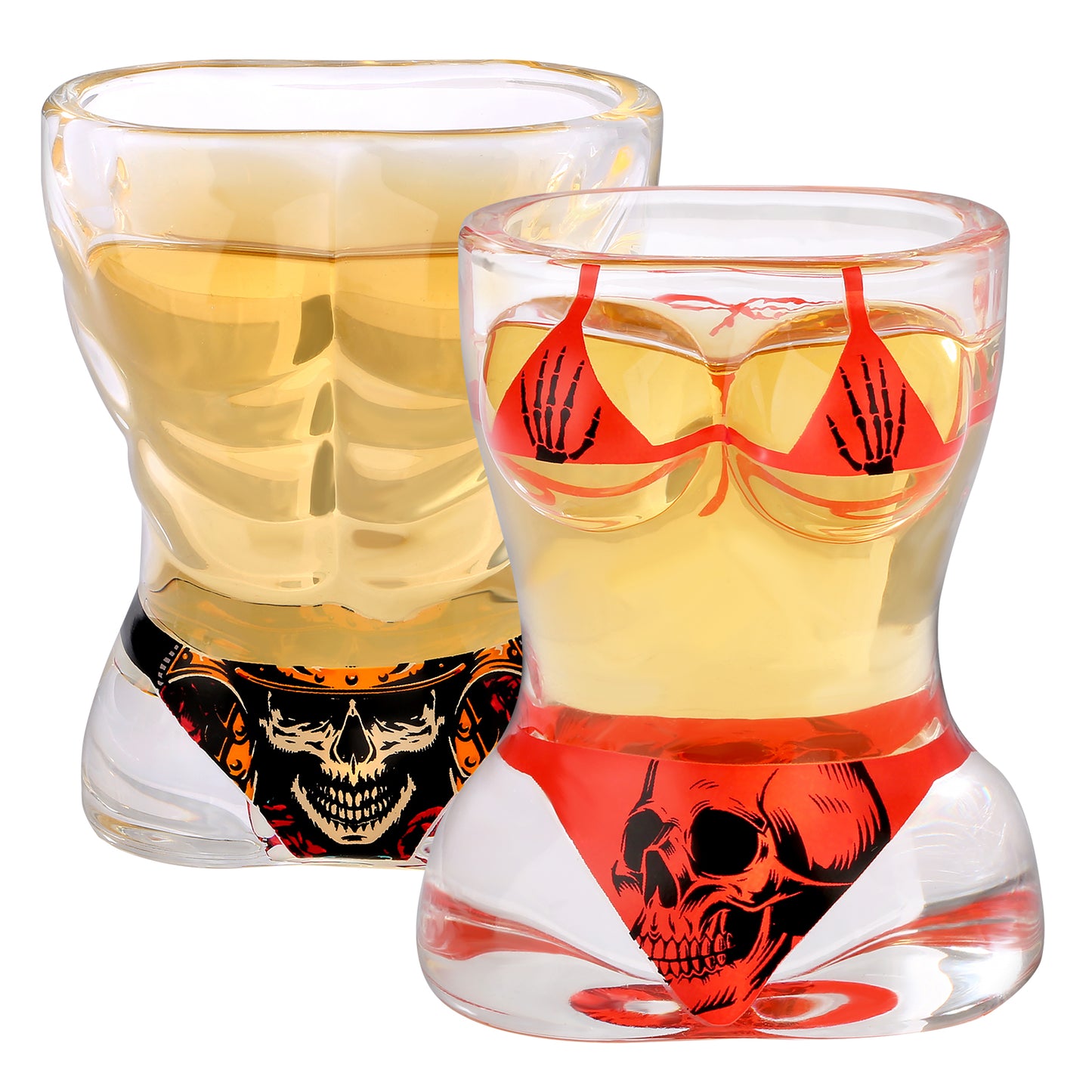 Black and Red Skull Style Wine Glasses - Set of 2
