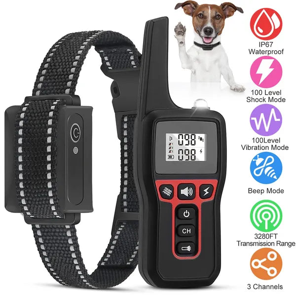 Waterproof Dog Training Collar with Beep Vibration & Shock 3280FT IP67