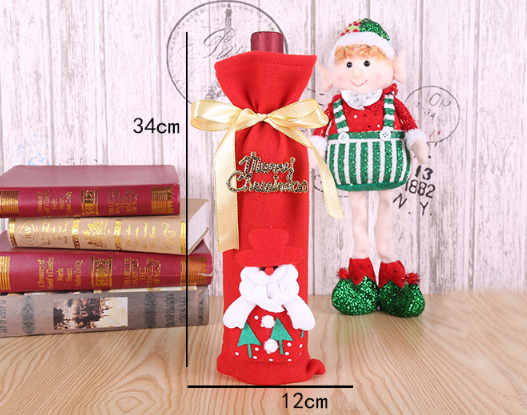 Christmas Flannel Wine Bottle Gift Bag Set for Holiday Decor