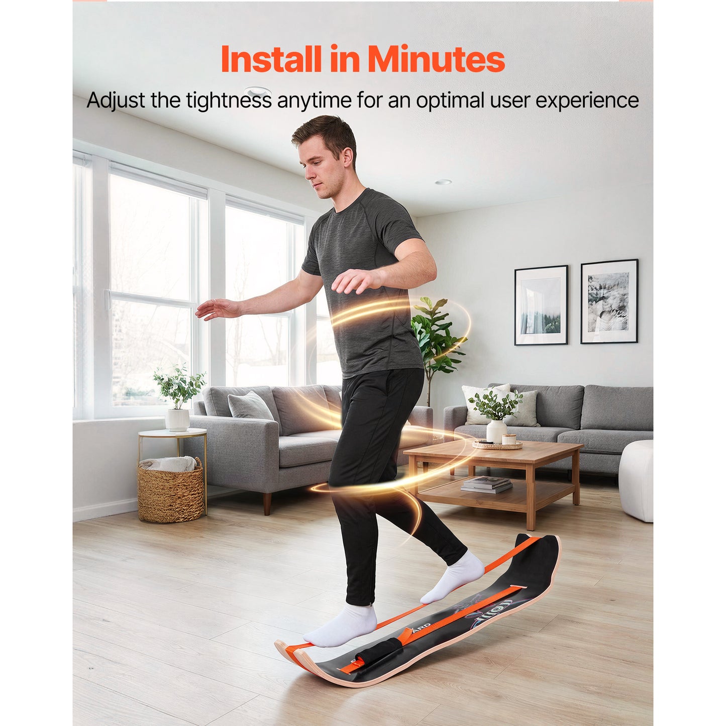 Balance Board for Adults - Wooden Wobble Trainer for Core Workouts & Standing Desk Exercise
