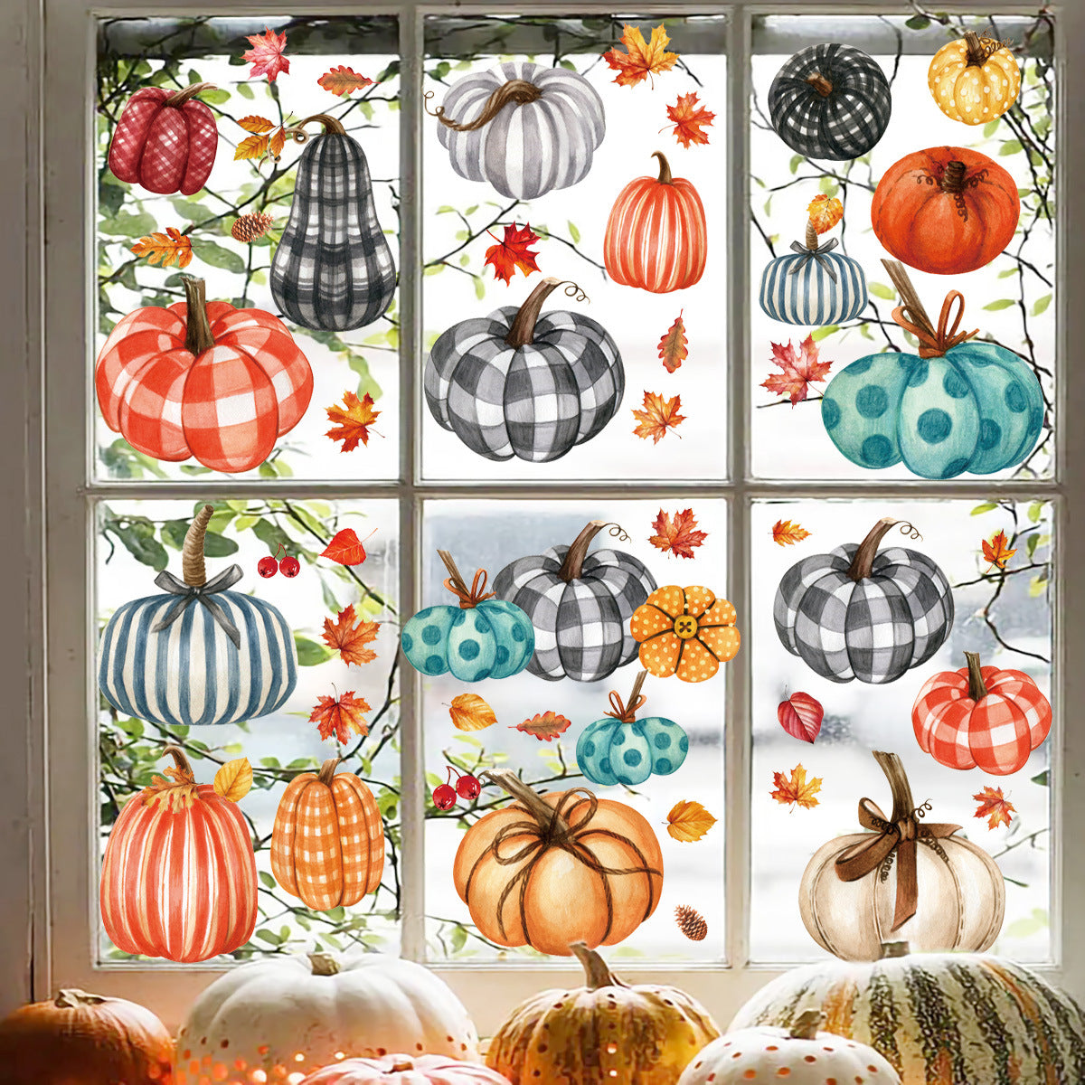 Thanksgiving Window Clings - 9 Sheets Fall Decor Stickers