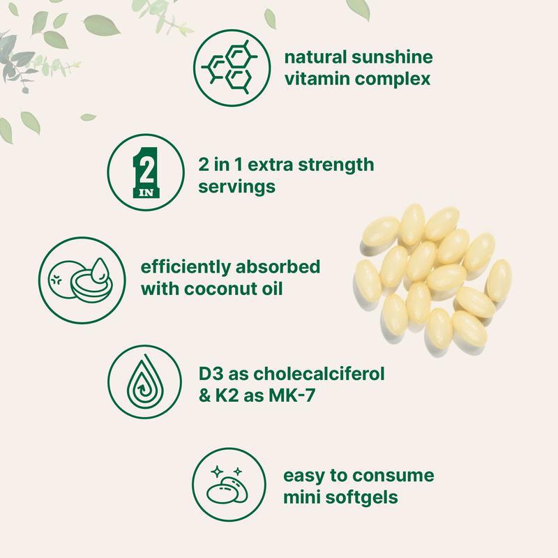 Vitamin D3 K2 Softgels 10,000 IU - Bone & Immune Support
