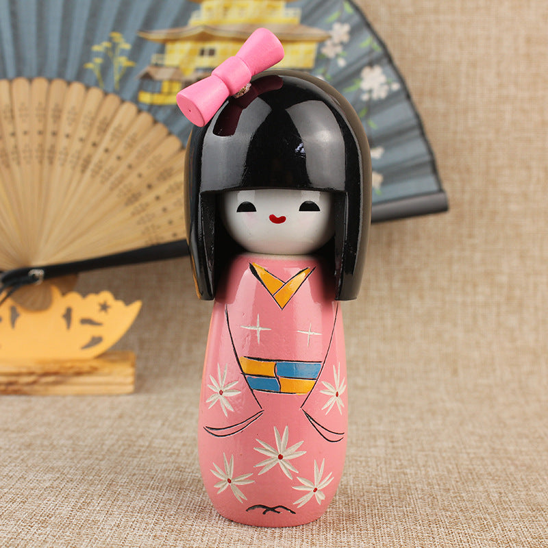 Japanese-Style Kimono Doll for Sushi Restaurant Decor - Handmade Wooden Figurine