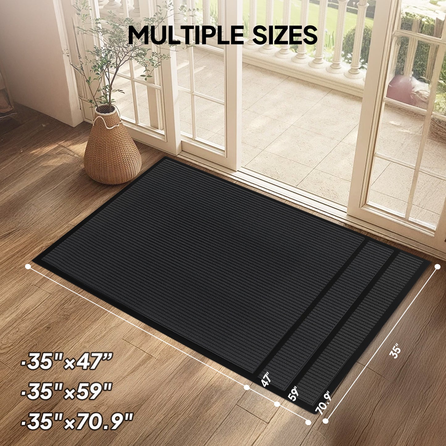 Heavy-Duty Dark Gray PVC Composite Entrance Mat - 90x120cm