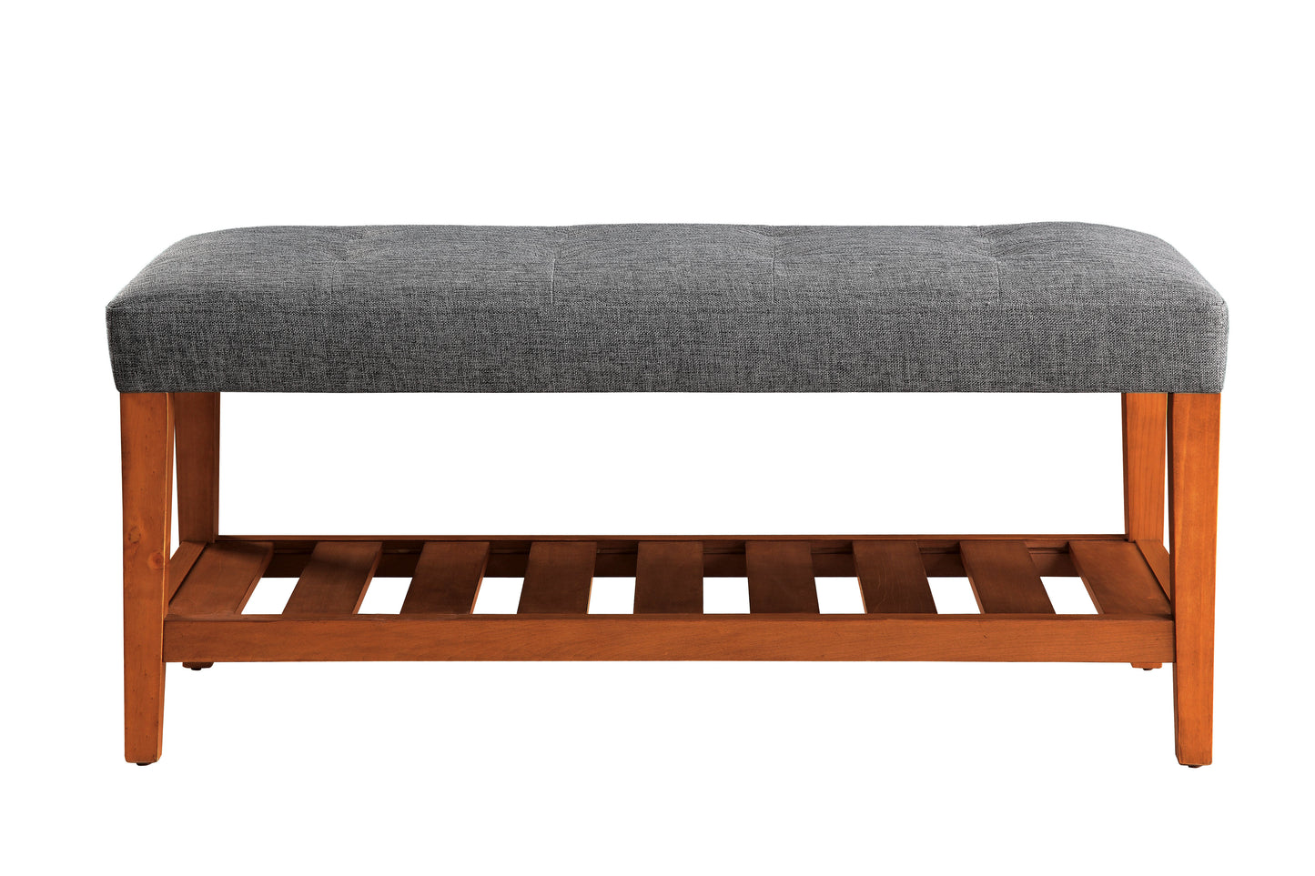 Charla Gray Fabric Bench with Oak Finish - 40" Wide
