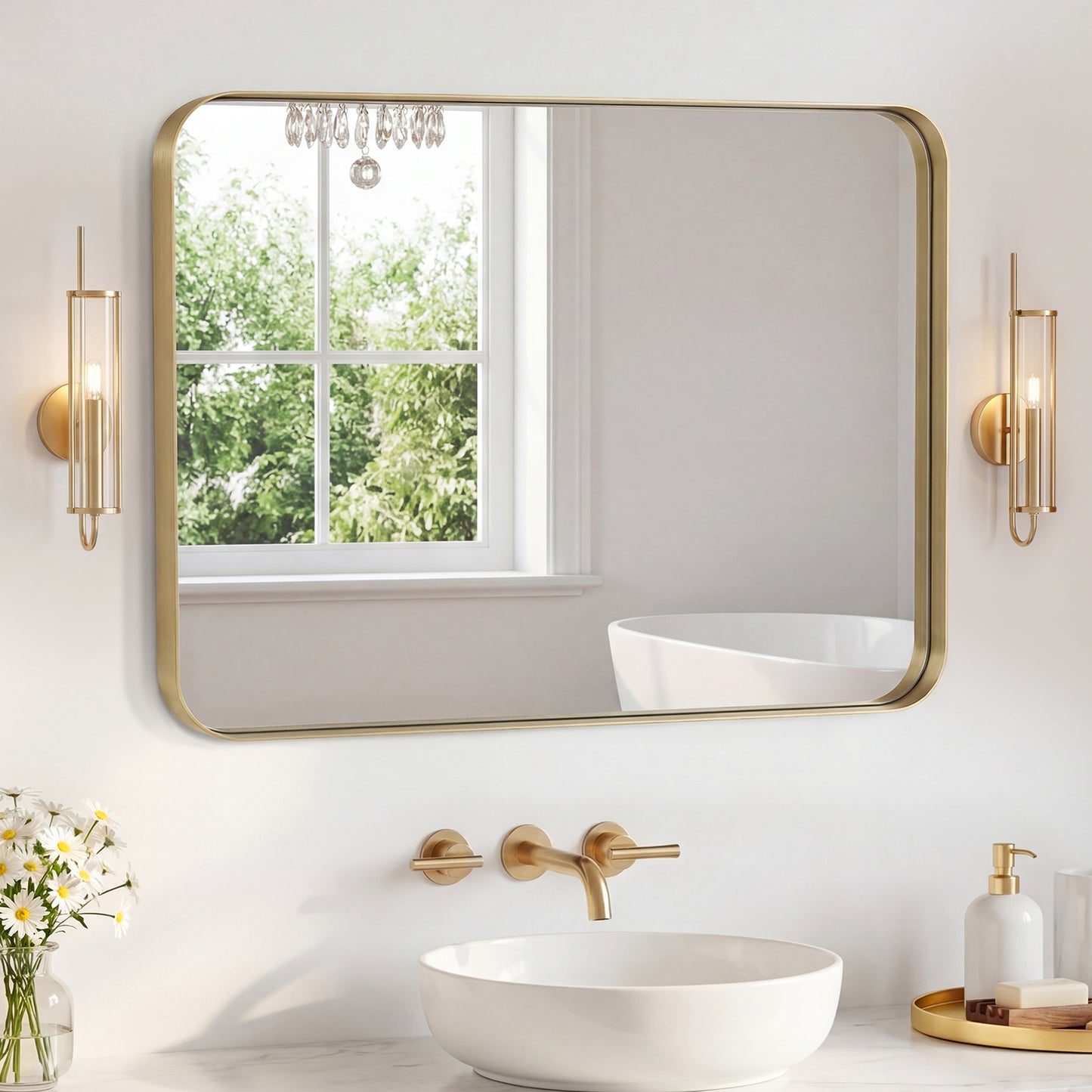 Rectangular Metal Frame Wall Mirror - Modern Decorative Home Decor