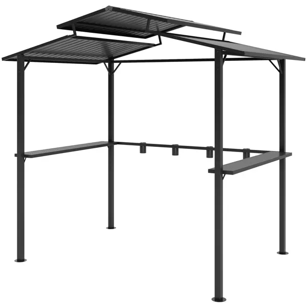 Outdoor Grill Gazebo with Metal Roof, Shelves & Cup Holders - 5x8 ft