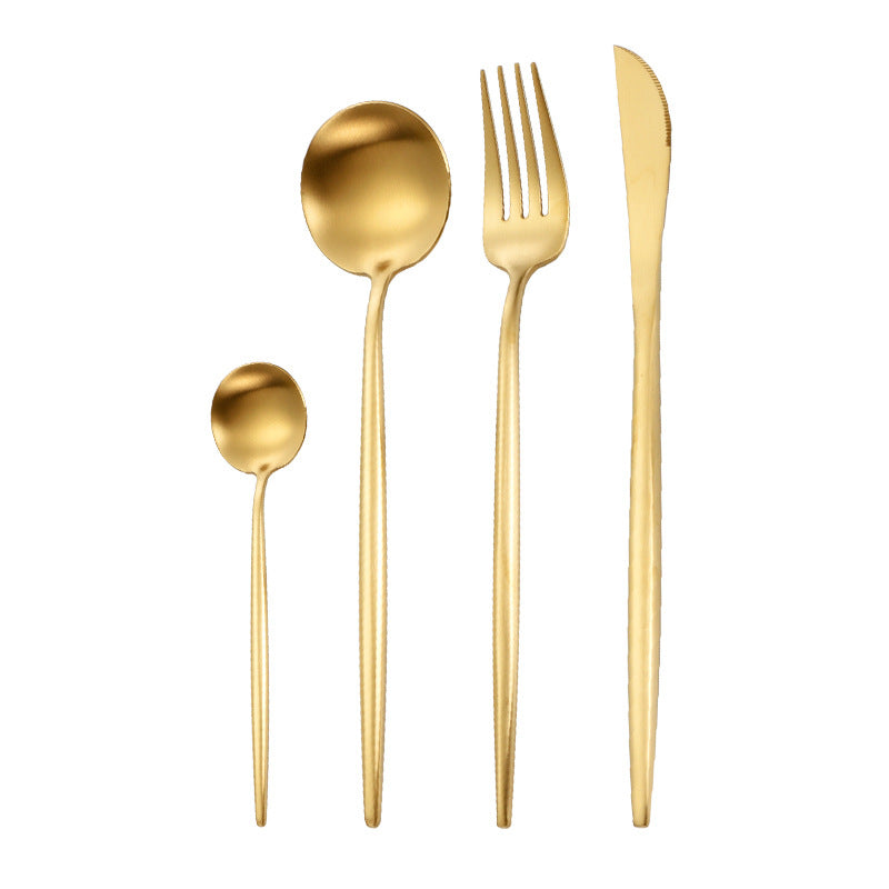 Stainless Steel Dinnerware Set - Thick Portuguese Cutlery, Silver Finish