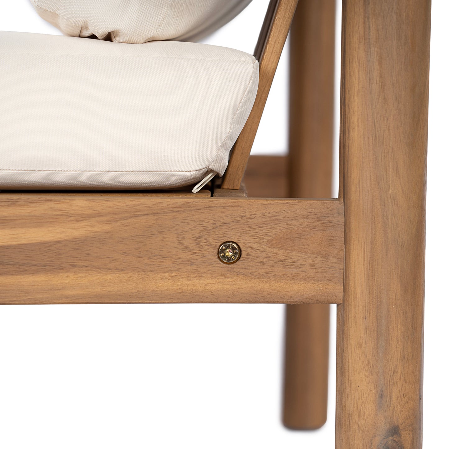 28-Inch Mid-Century Modern Acacia Wood Outdoor Chair with Cushions