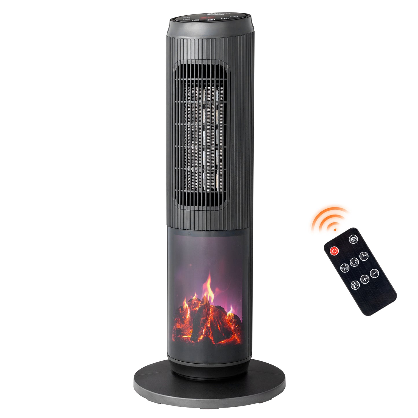 25-Inch Portable Tower Space Heater with Remote & 12H Timer - Black