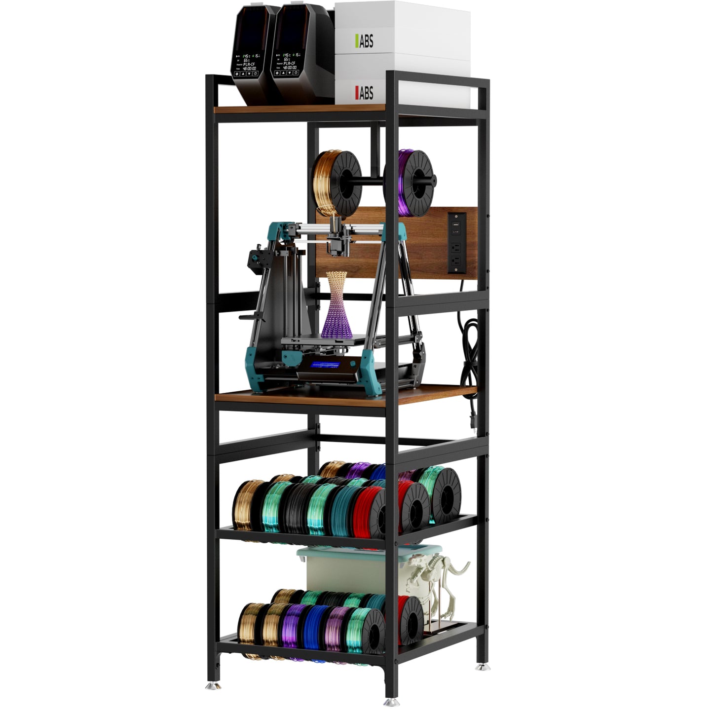 3D Printer Stand with Filament Storage - Heavy-Duty Metal Frame