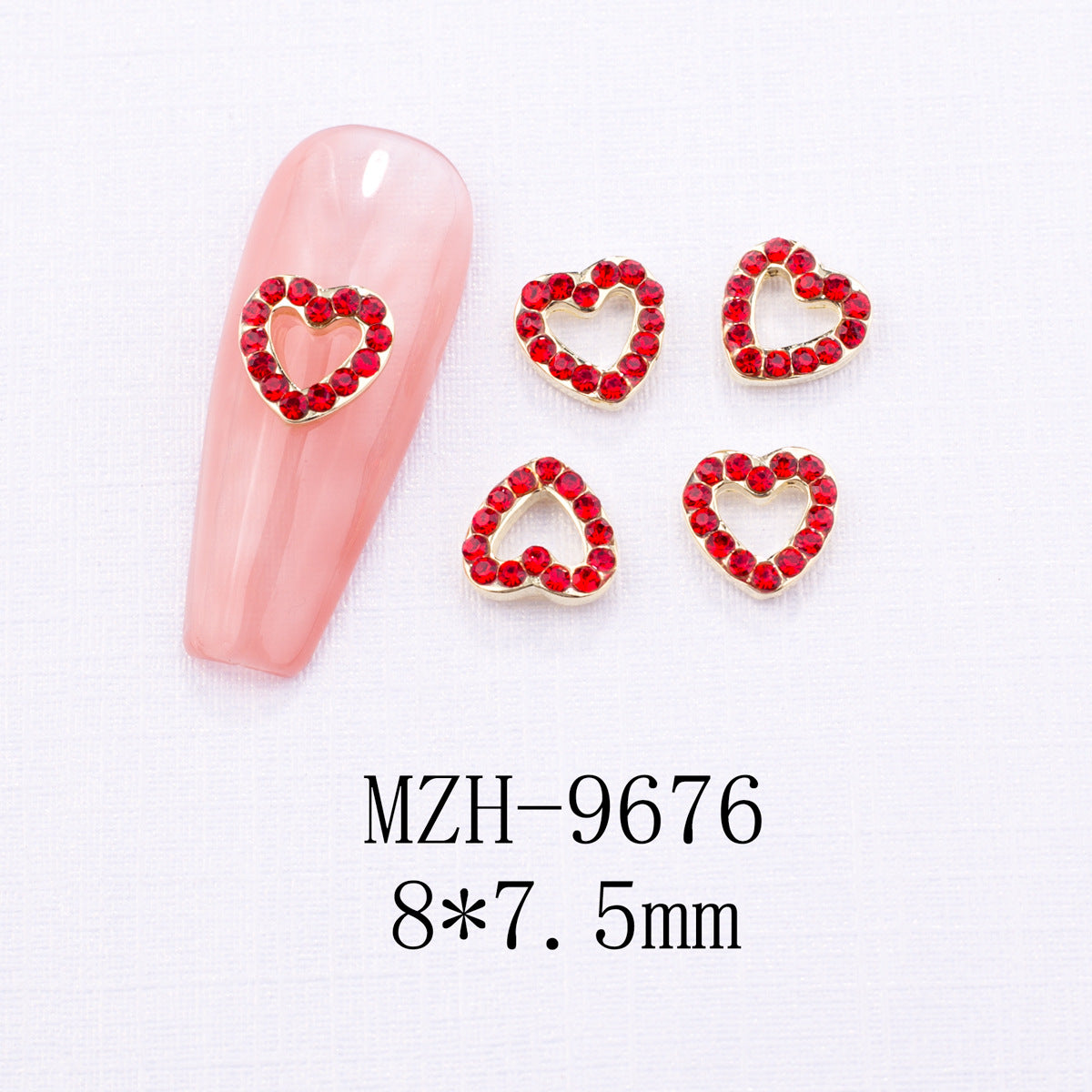 Glass Nail Decorations with Red Bow Design - Assorted Series