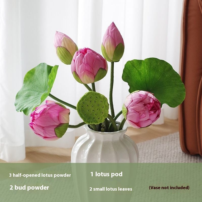 Fake Lotus Flower Decorations Set - Pink, White, Pollen & Blooming Styles