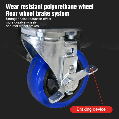 Hydraulic Lift Truck 500 lbs Capacity for Material Handling and Transportation - Steel, Black+Blue