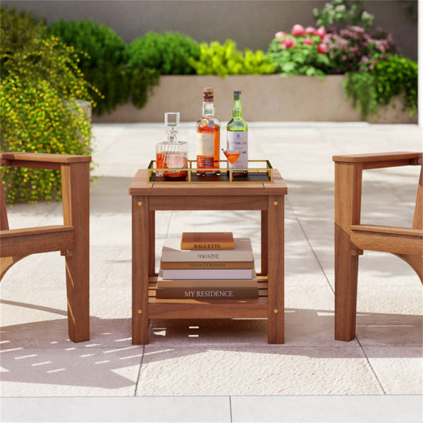 Versatile 2-Tier Wooden Side Table, Easy Assembly Nightstand For