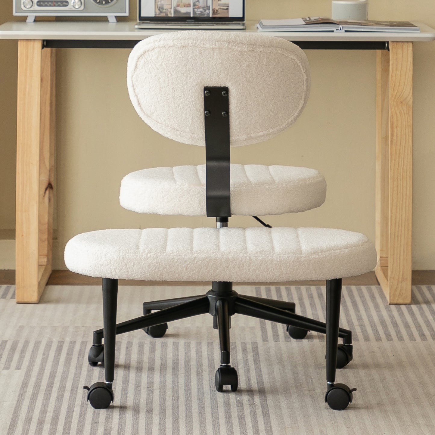 Ergonomic Cross Legged Office Chair - Swivel Meditation Design, White