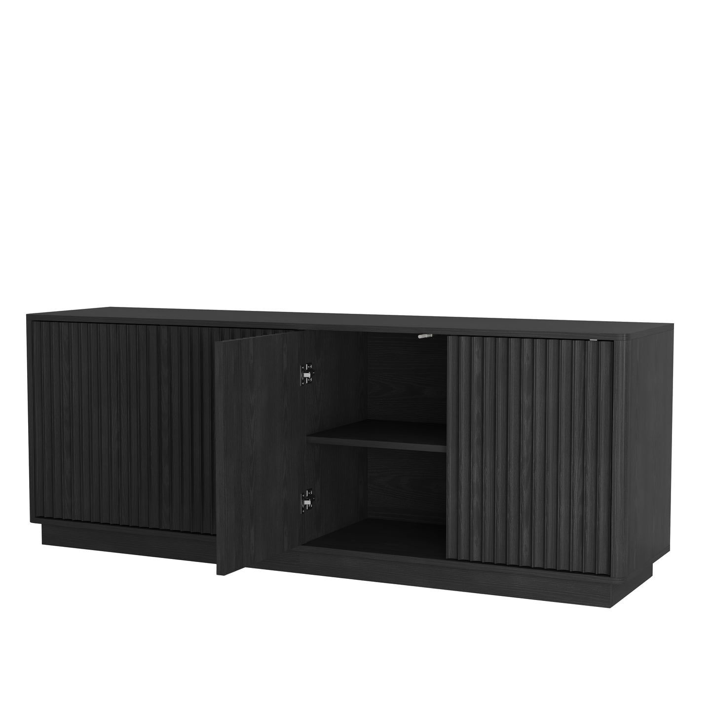 Buffet Storage Cabinet - 62.99" Wooden Sideboard with 4 Doors - Black