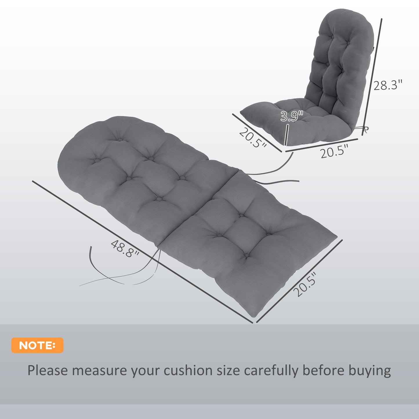 Adirondack Chair Cushions Set of 2 - Tufted Gray Non-Slip Cushions