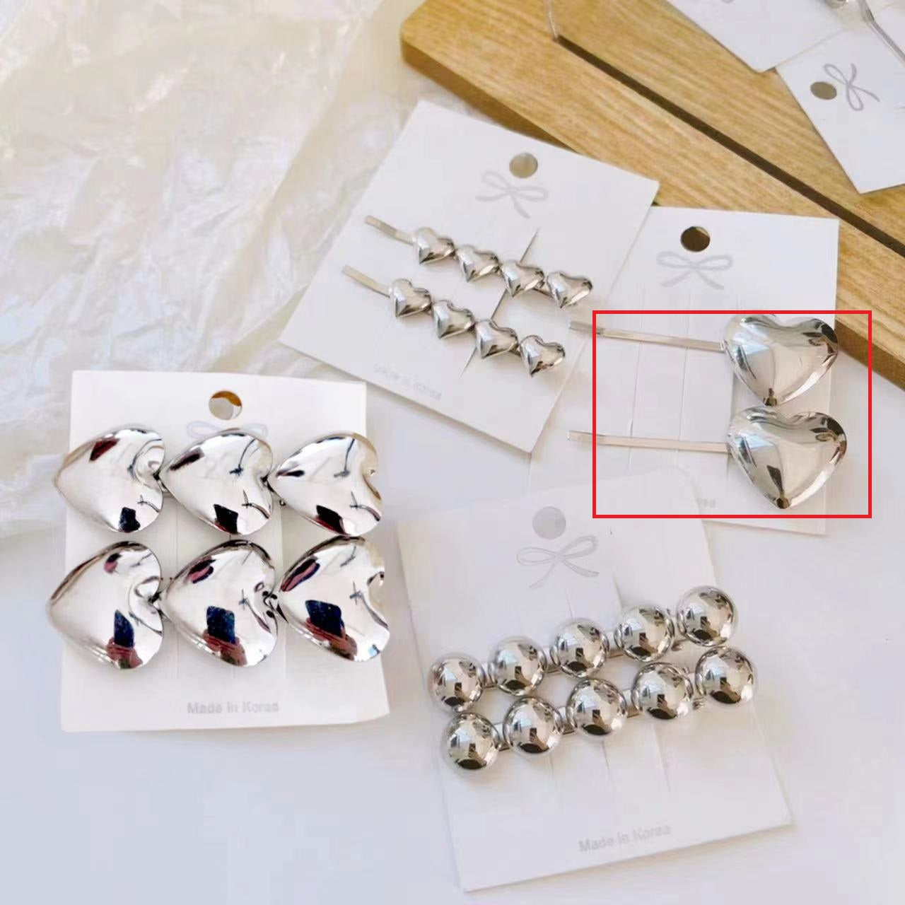 Metal Heart Hair Clip - Gold & Silver Hair Accessories for Women