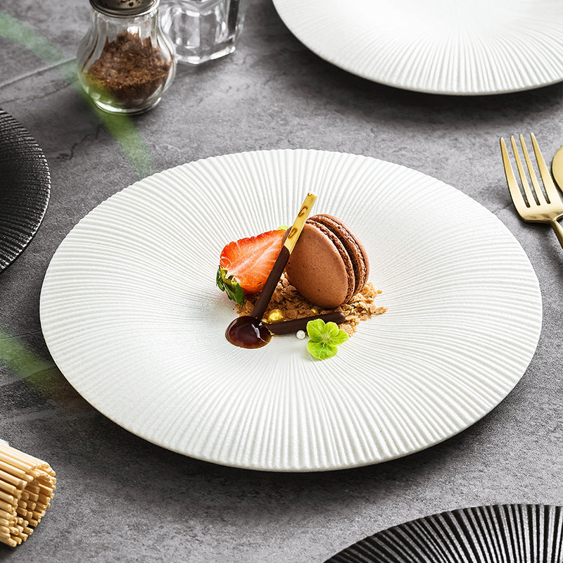 Ceramic Western Food Plate Set - Porcelain Dinner Flat & Shallow Plates
