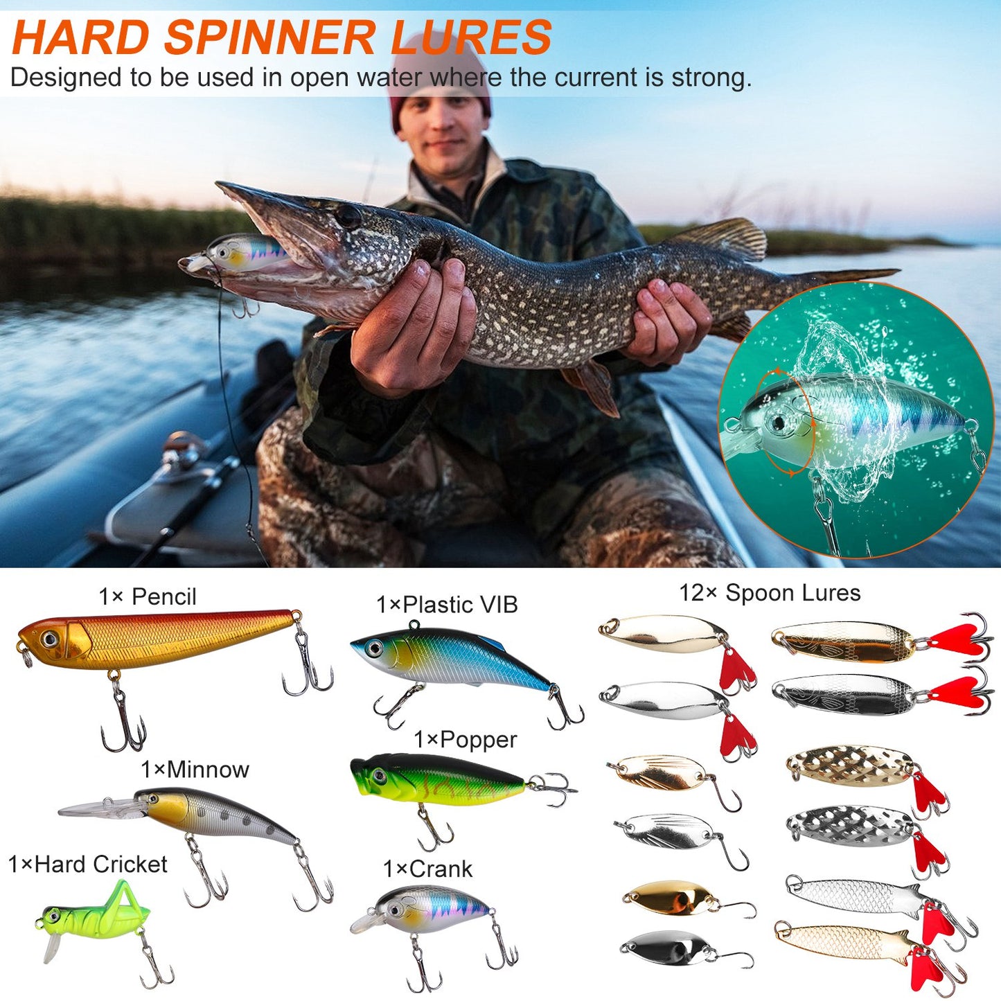 375-Piece Fishing Lure Kit with Tackle Box for Freshwater & Saltwater