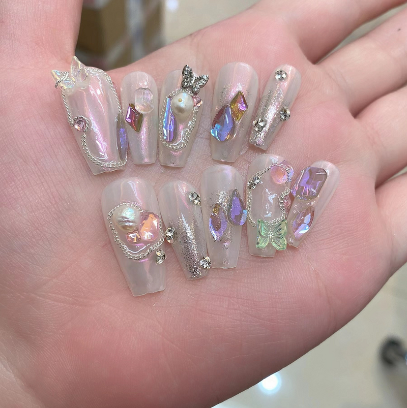 Aurora Nail Patches with Glue - Multiple Sizes