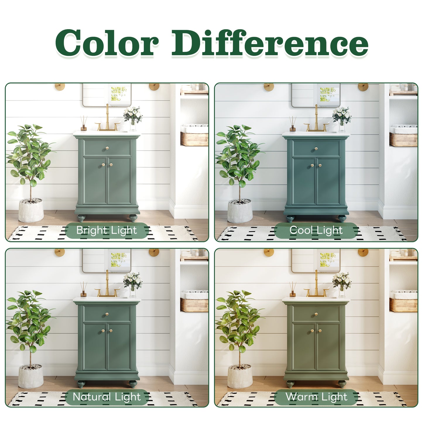 24" Modern Bathroom Vanity with Tip-Out Drawer - Green
