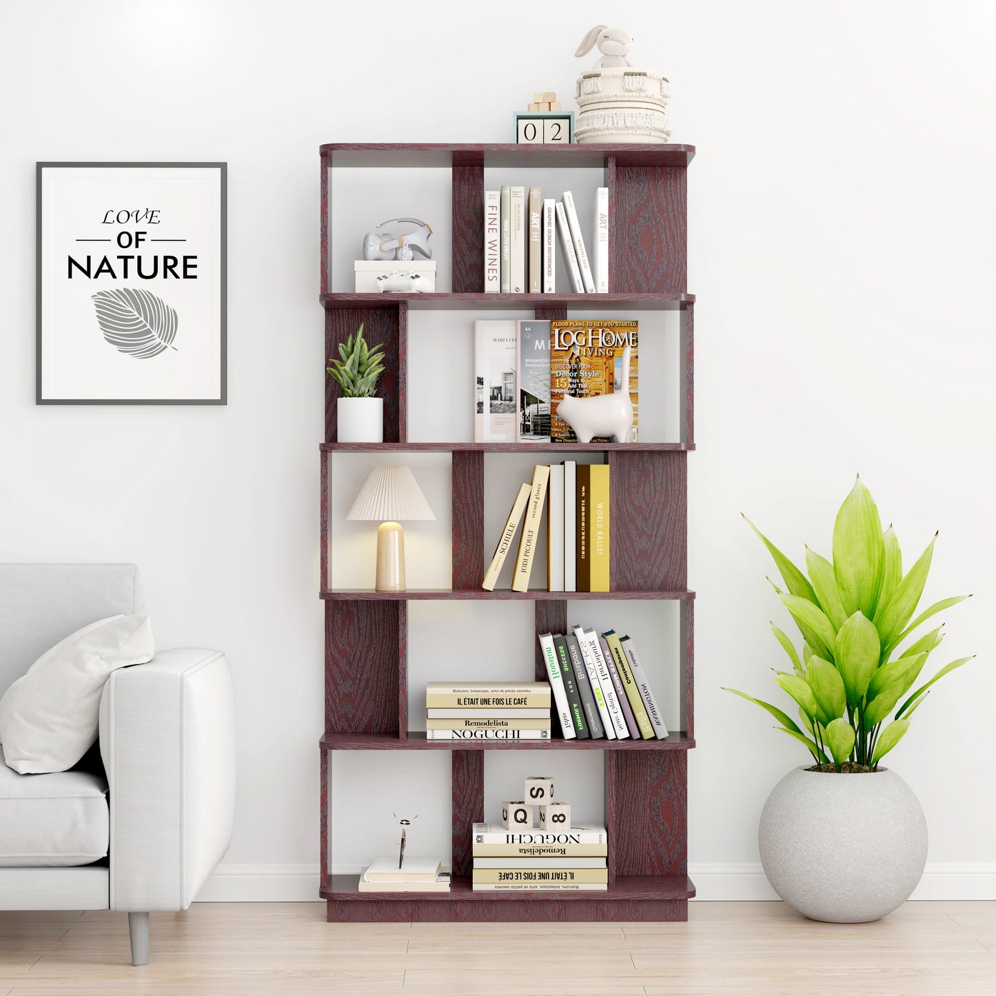 31.5L X 64.56 H Free Combination Bookshelf Modern 5-Tier Open Storage