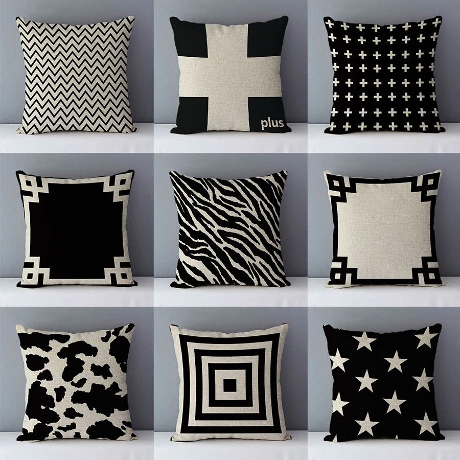 Geometric Abstract Pillow Cover - Modern Linen Cushion Case for Living Room & Bedroom
