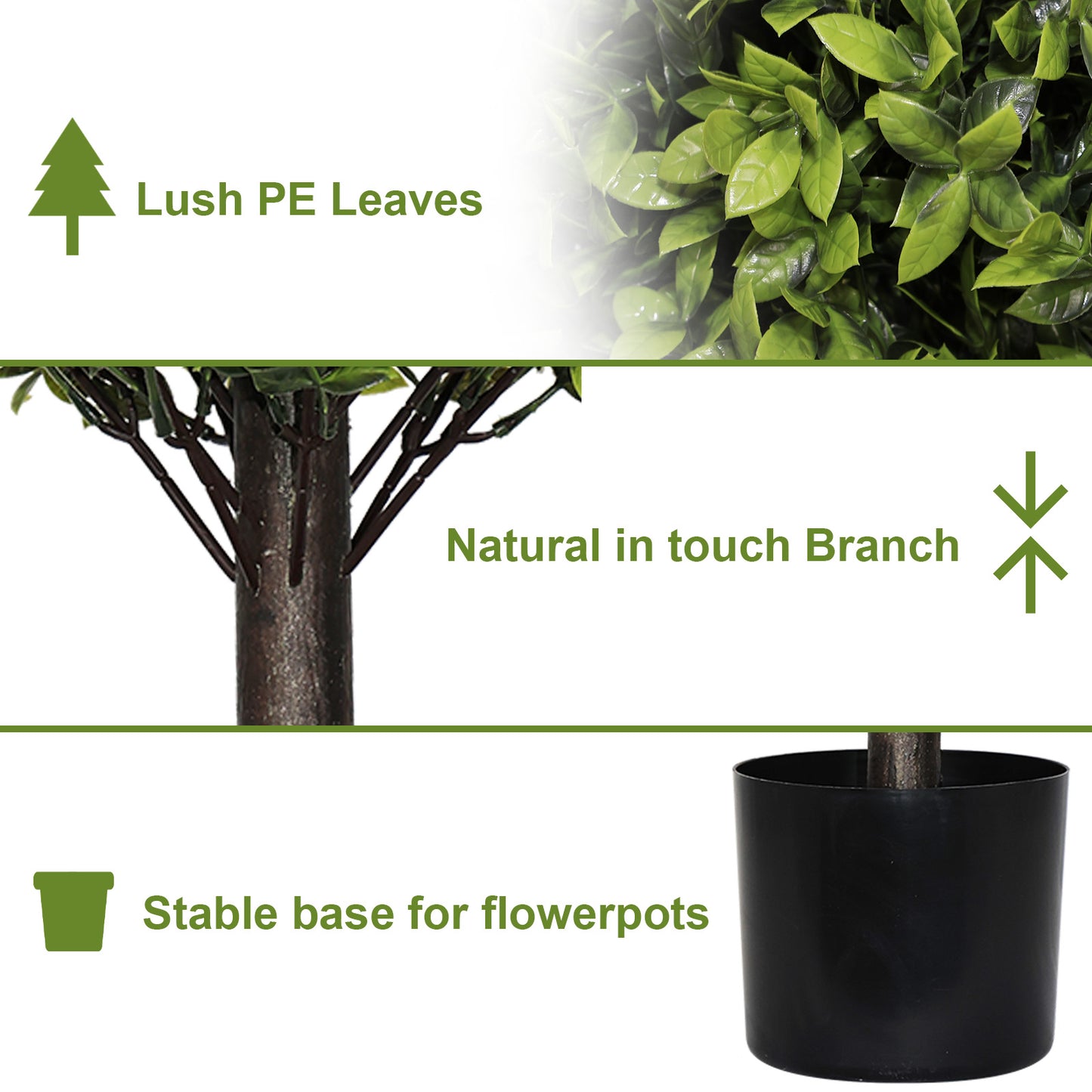 22-Inch Artificial Boxwood Topiary Ball Trees - 2 Pack