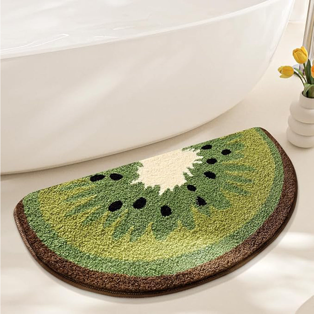 Kiwi Fruit Bath Mat - Absorbent Microfiber Bathroom Rug, 17.7" x 31.5"
