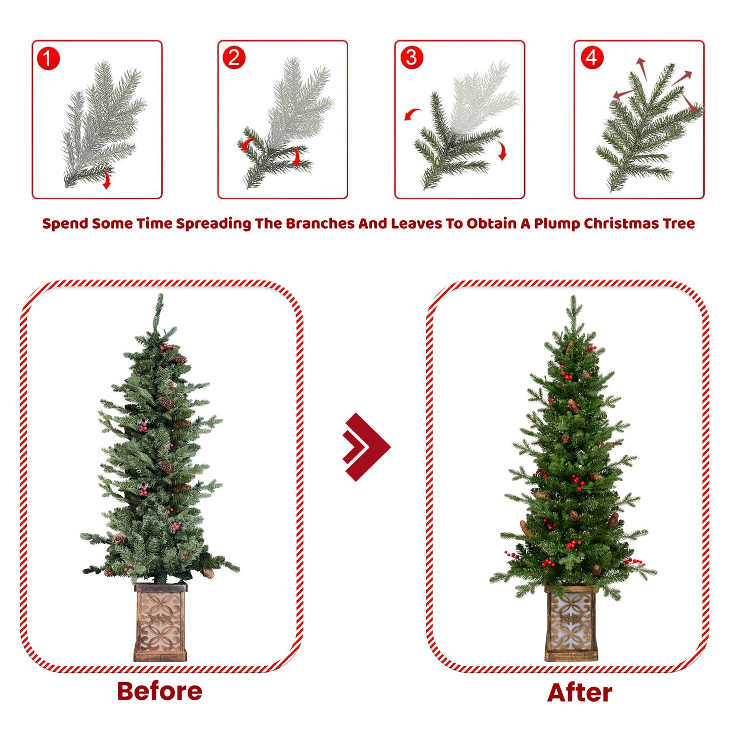 4ft Pre-Lit Potted Christmas Tree with Multicolor Lights