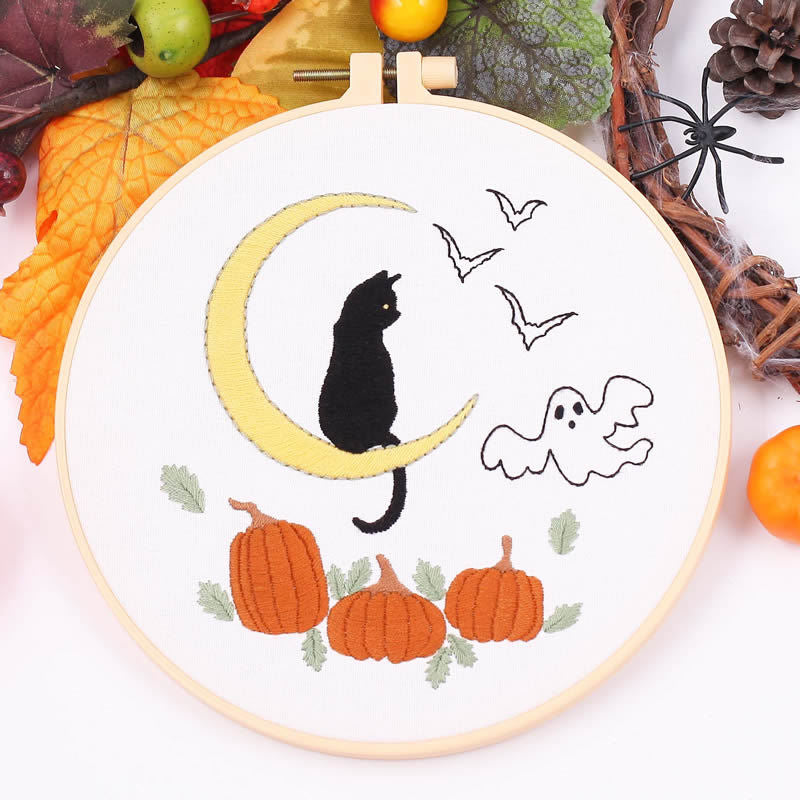 Embroidery DIY Kit for Halloween Home Decor - Beginner Material Set with Frame