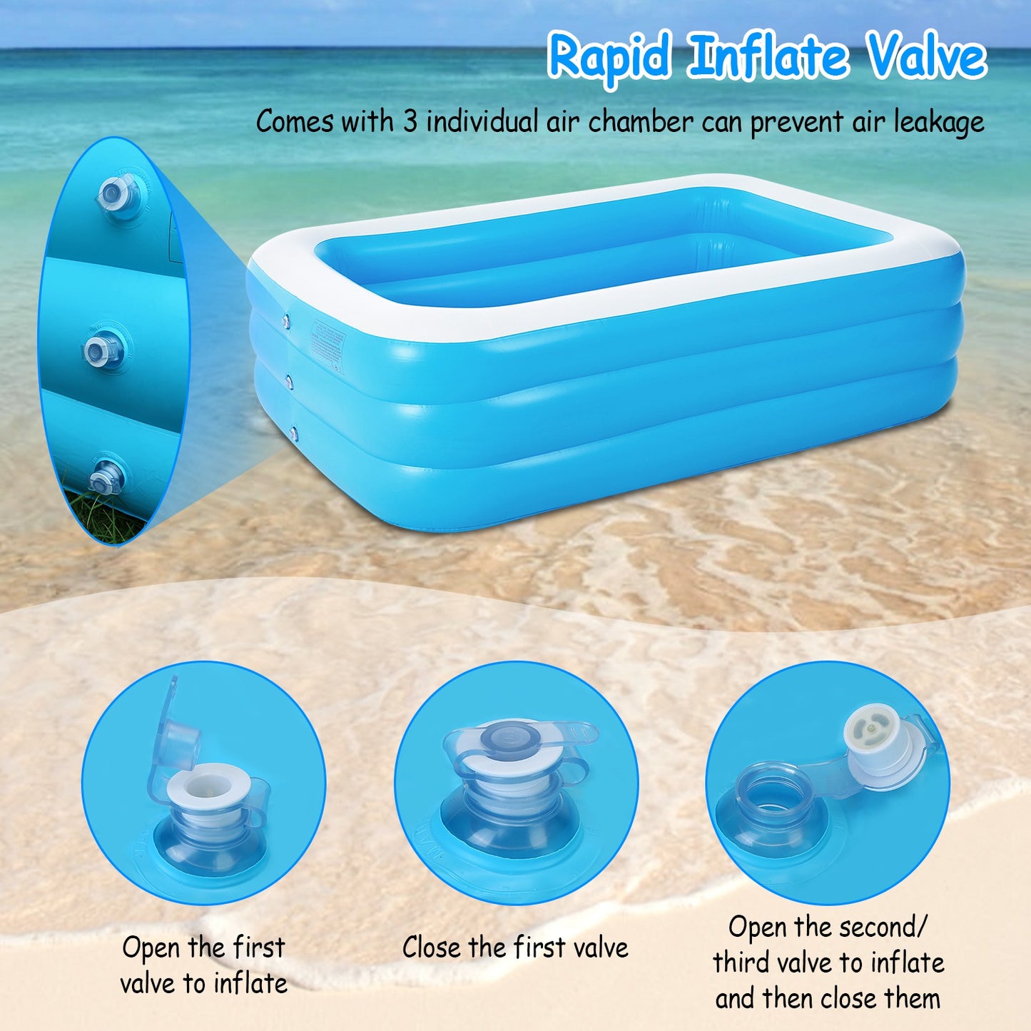 Inflatable Swimming Pool for Kids - Family Play Center 103x69x24in
