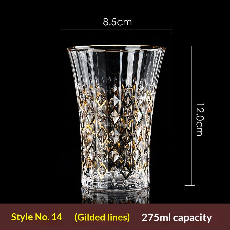 Large Gold-Trimmed Gin Crystal Glass - Vintage Drinkware for Bar & Kitchen